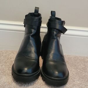 Black Ankle Boots with Strap